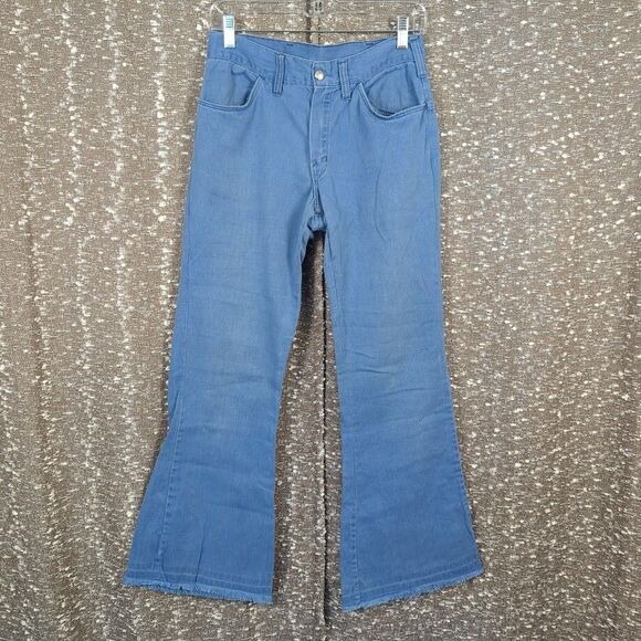 Vintage 60's Big Yank Blue Denim Flare Raw Hem Women's Jeans - Picture 1 of 11